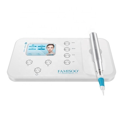 FAMISOO N6 Rechargeable Digital Permanent Makeup Machine Kit Control Panel With Silver Cosmetic Tattoo Pen